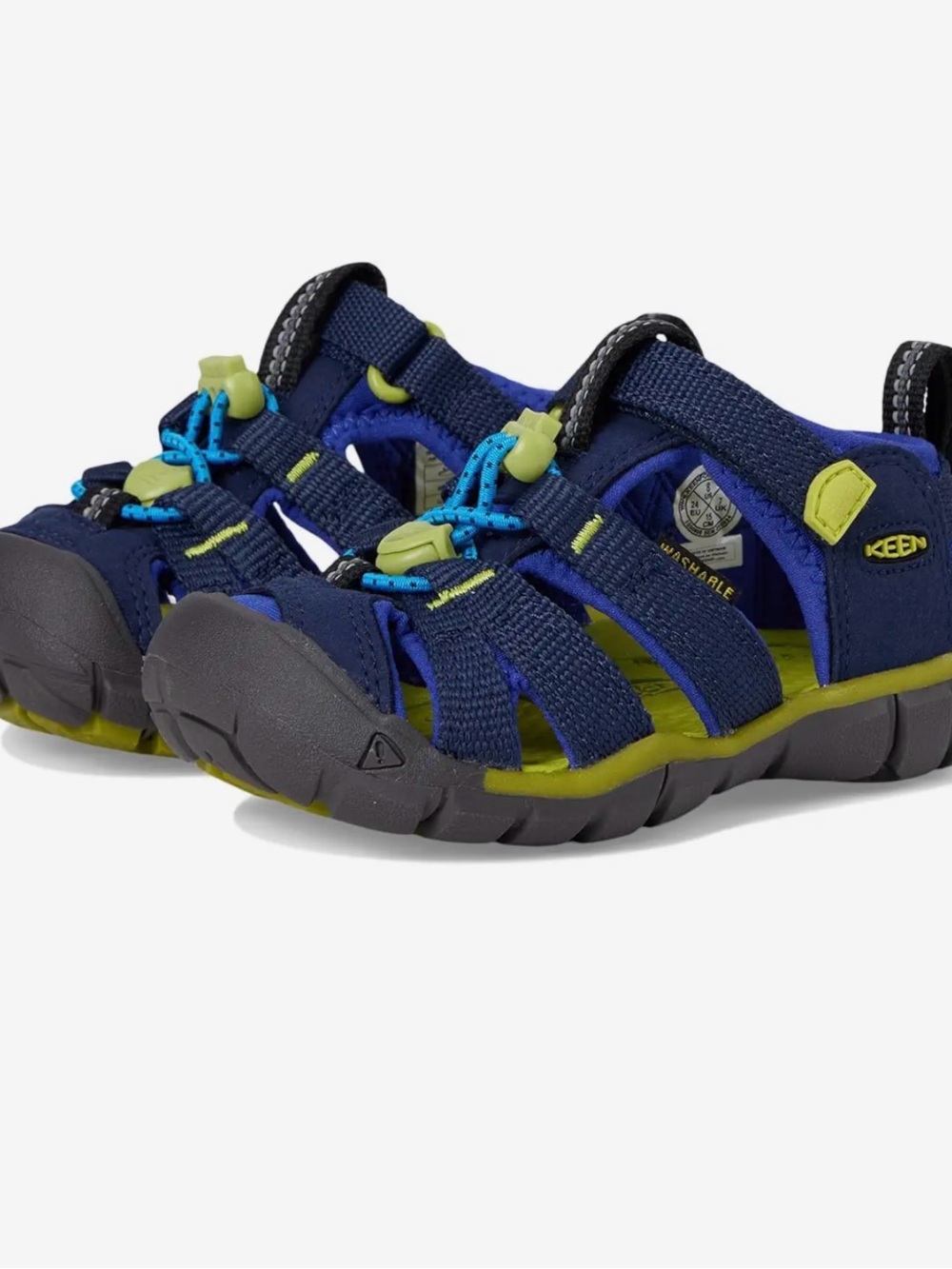 Keen Seacamp II CNX Kids Sandals - Blue Depths with Chartreuse Accents